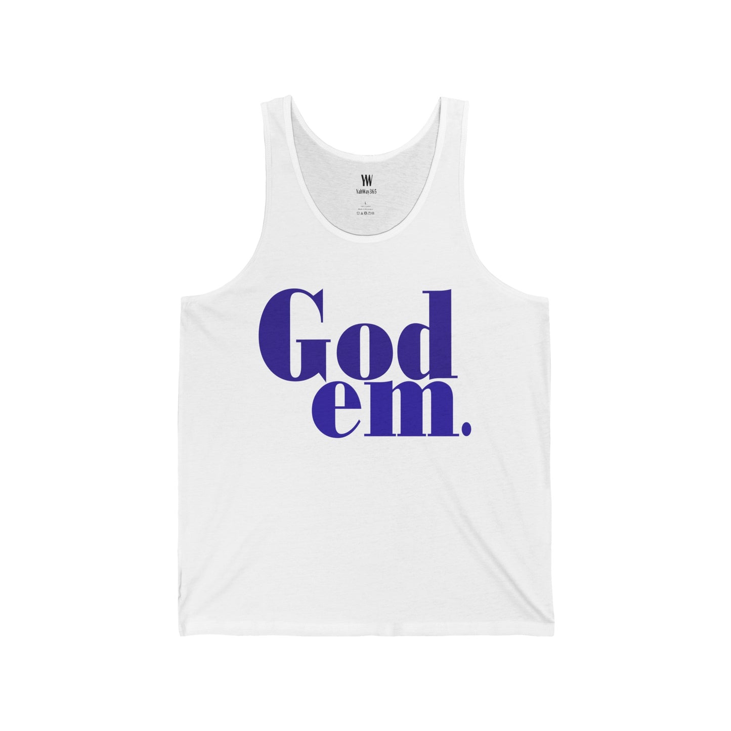 Godem Unisex Jersey Tank (White/Blue)