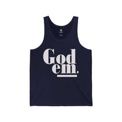 Godem Unisex Jersey Tank (Navy/White)