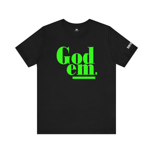 Godem Unisex Jersey Short Sleeve Tee (Black/Neon Green)