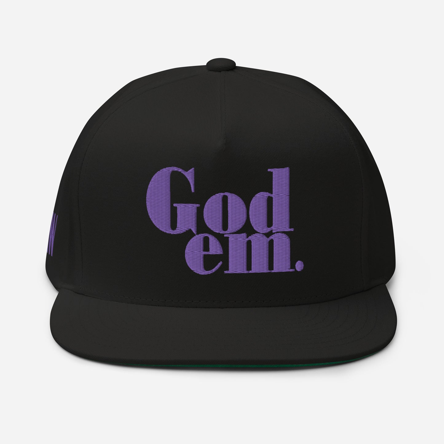 Godem Flat Bill Cap (Black/Purple) Flat Embroidery