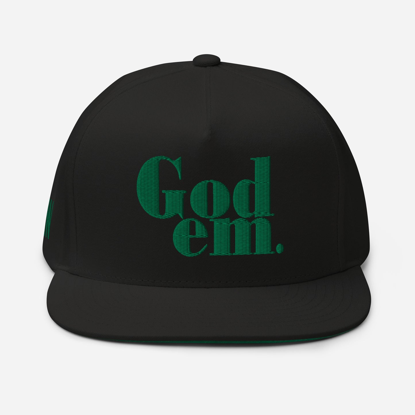 Godem Flat Bill Cap (Black/Green) Flat Embroidery