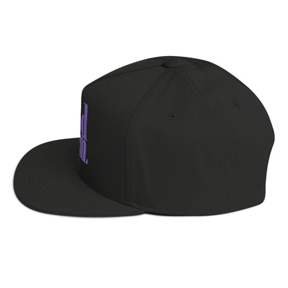 Godem Flat Bill Cap (Black/Purple) Flat Embroidery