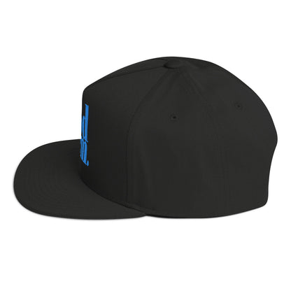 Godem Flat Bill Cap (Black/Baby Blue) Flat Embroidery