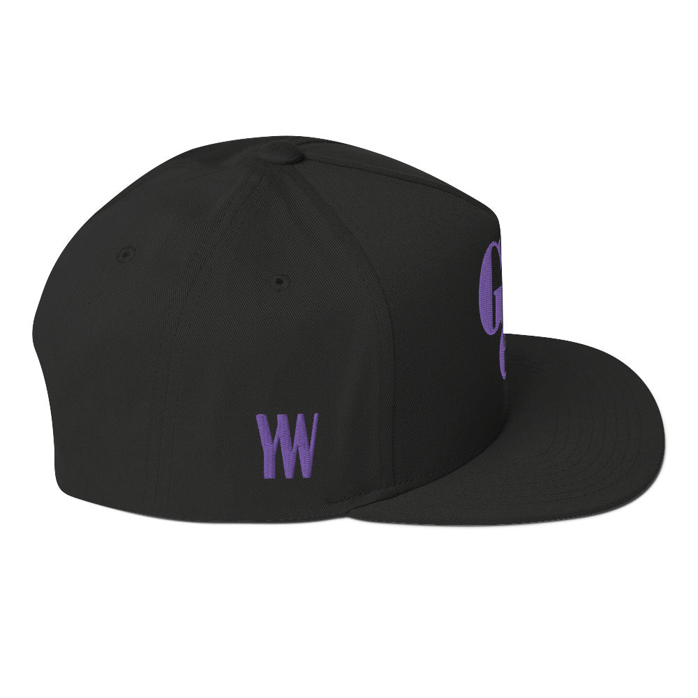 Godem Flat Bill Cap (Black/Purple) Flat Embroidery