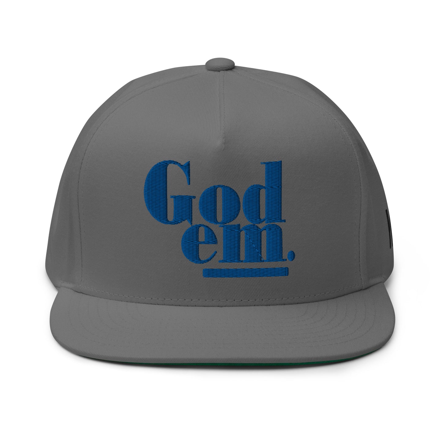 Godem Flat Bill Cap (Grey/Blue) Flat Embroidery