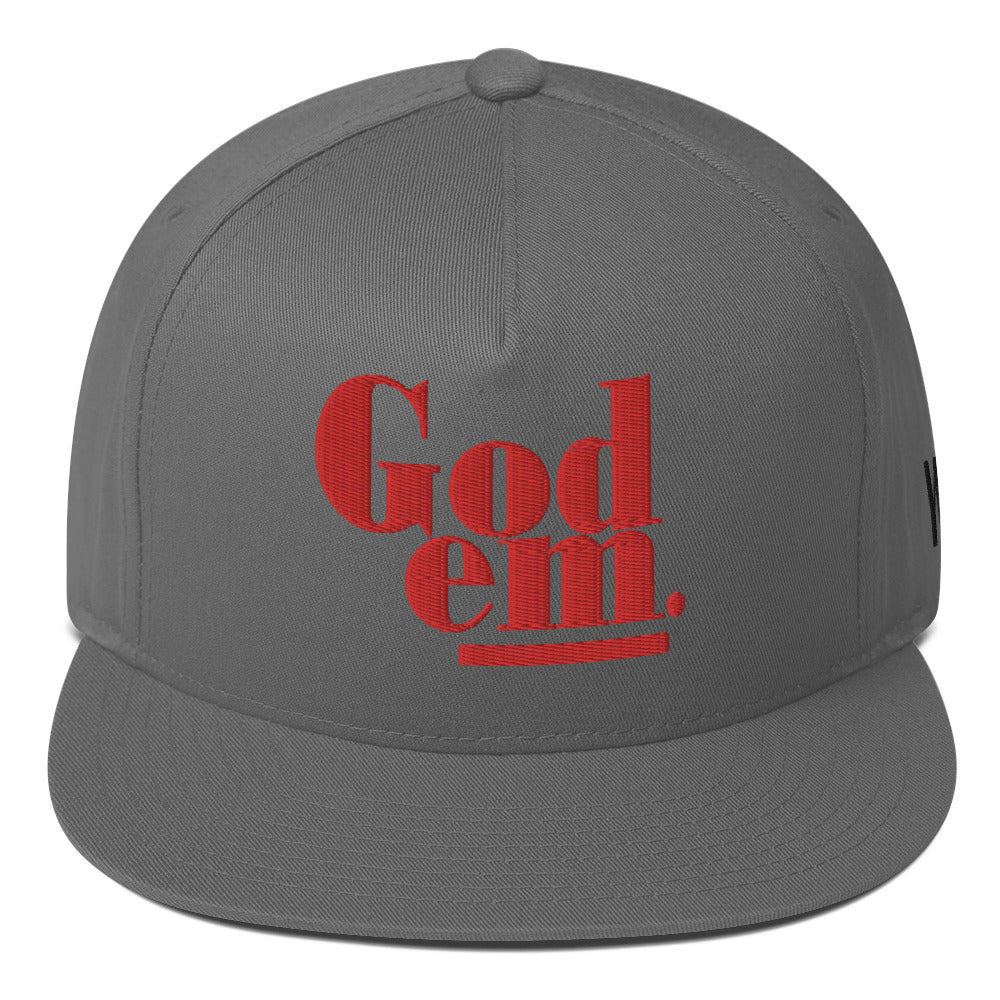 Godem Flat Bill Cap (Grey/Red)