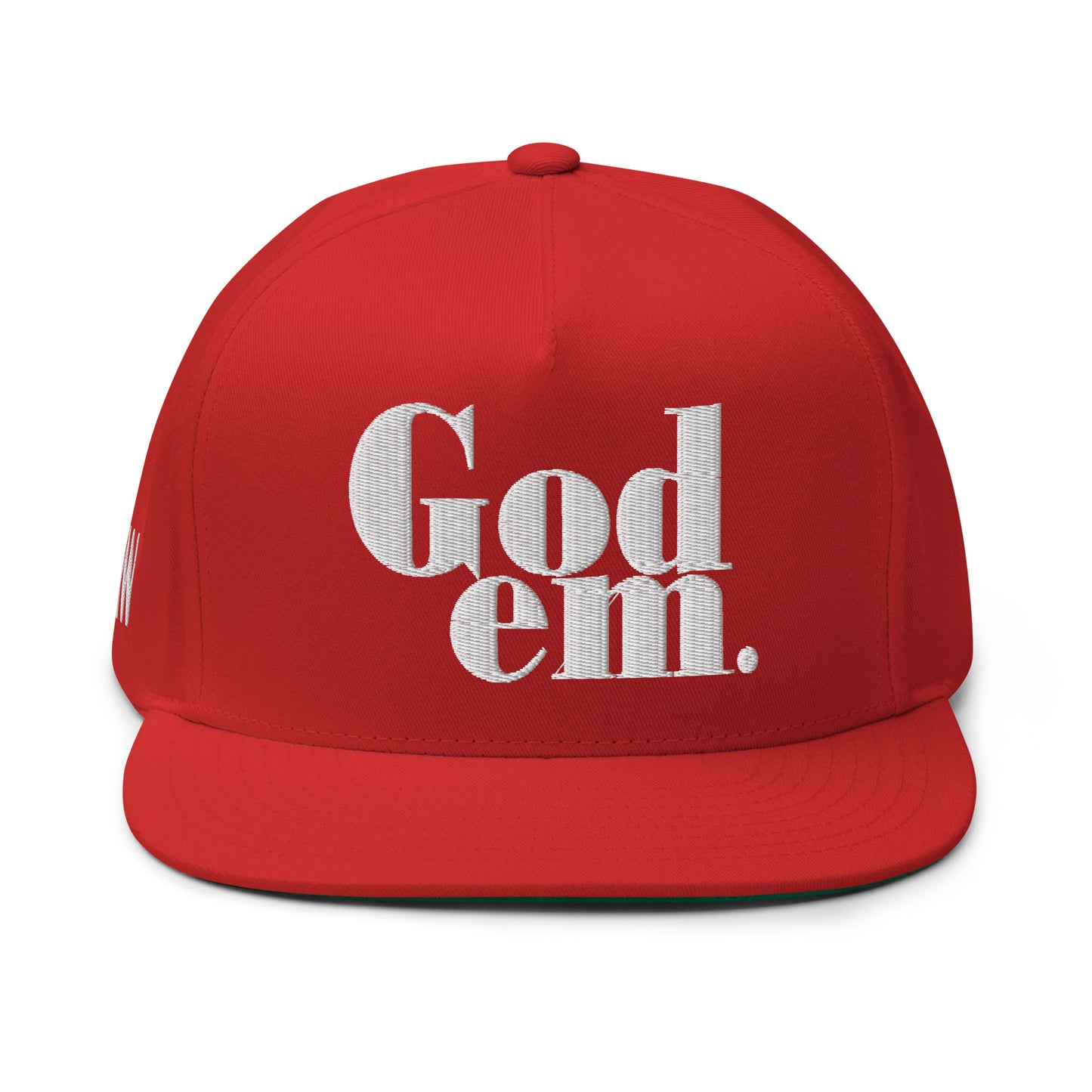 Godem Flat Bill Cap (Red/White) Flat Embroidery