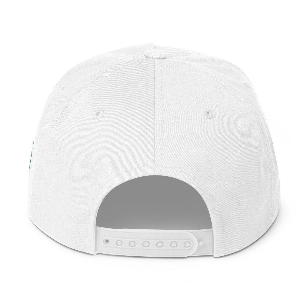 Godem Flat Bill Cap (White/Green) Flat Embroidery