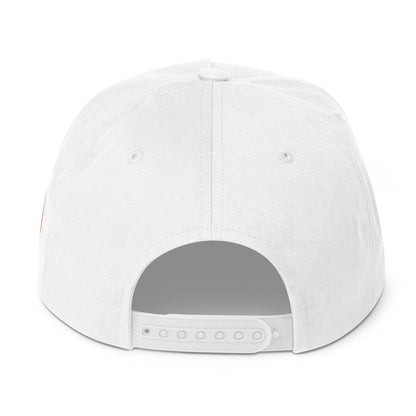 Godem Flat Bill Cap (White/Orange) Flat Embroidery