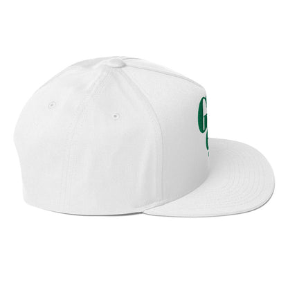 Godem Flat Bill Cap (White/Green) Flat Embroidery