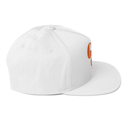 Godem Flat Bill Cap (White/Orange) Flat Embroidery