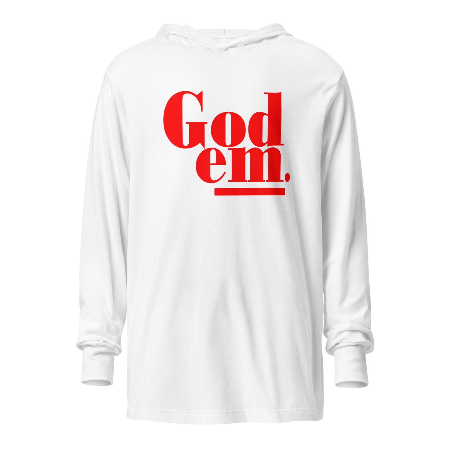 Godem Hooded long-sleeve tee (White/Red)