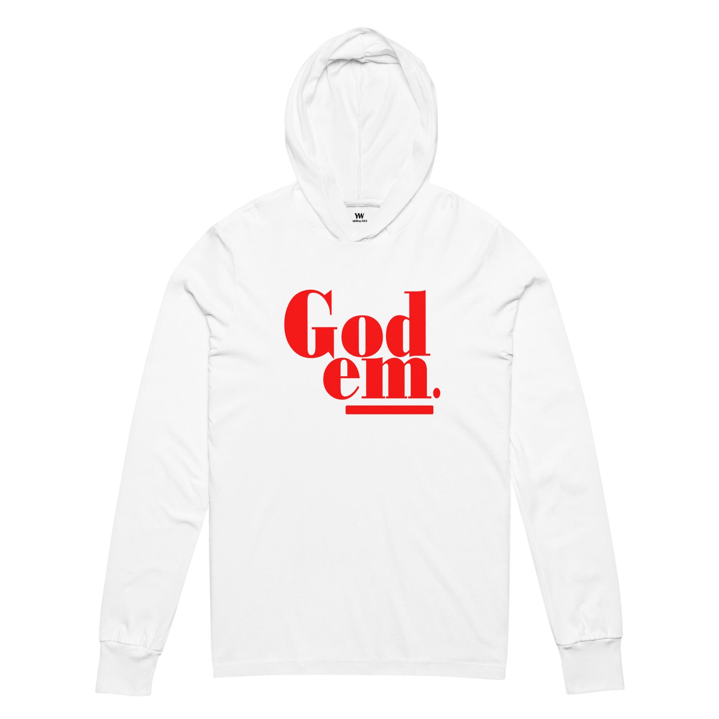 Godem Hooded long-sleeve tee (White/Red)